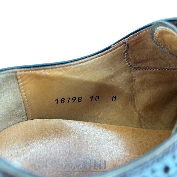 Magnanni for Ingledews Mens 10M Burgundy Brown Leather Dress Shoe Wingtip Oxford - Picture 9 of 11